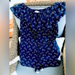 Vineyard Vines Sailboat Romper - Navy Blue - Small